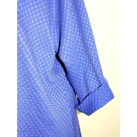 Trapezowa tunika z dłuższym tyłem - kobaltowa przetykana srebrna nitką